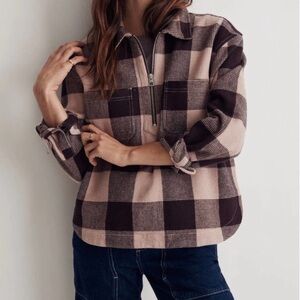 Madewell L Waffle Half Zip Popover Shirt